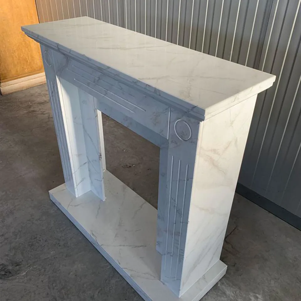 Carrara marble-effect fireplace cover
