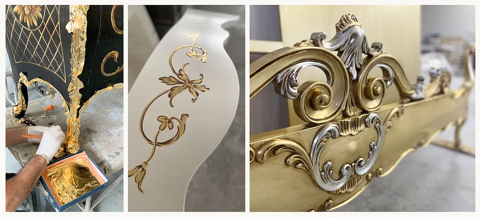 Gold and silver leaf details