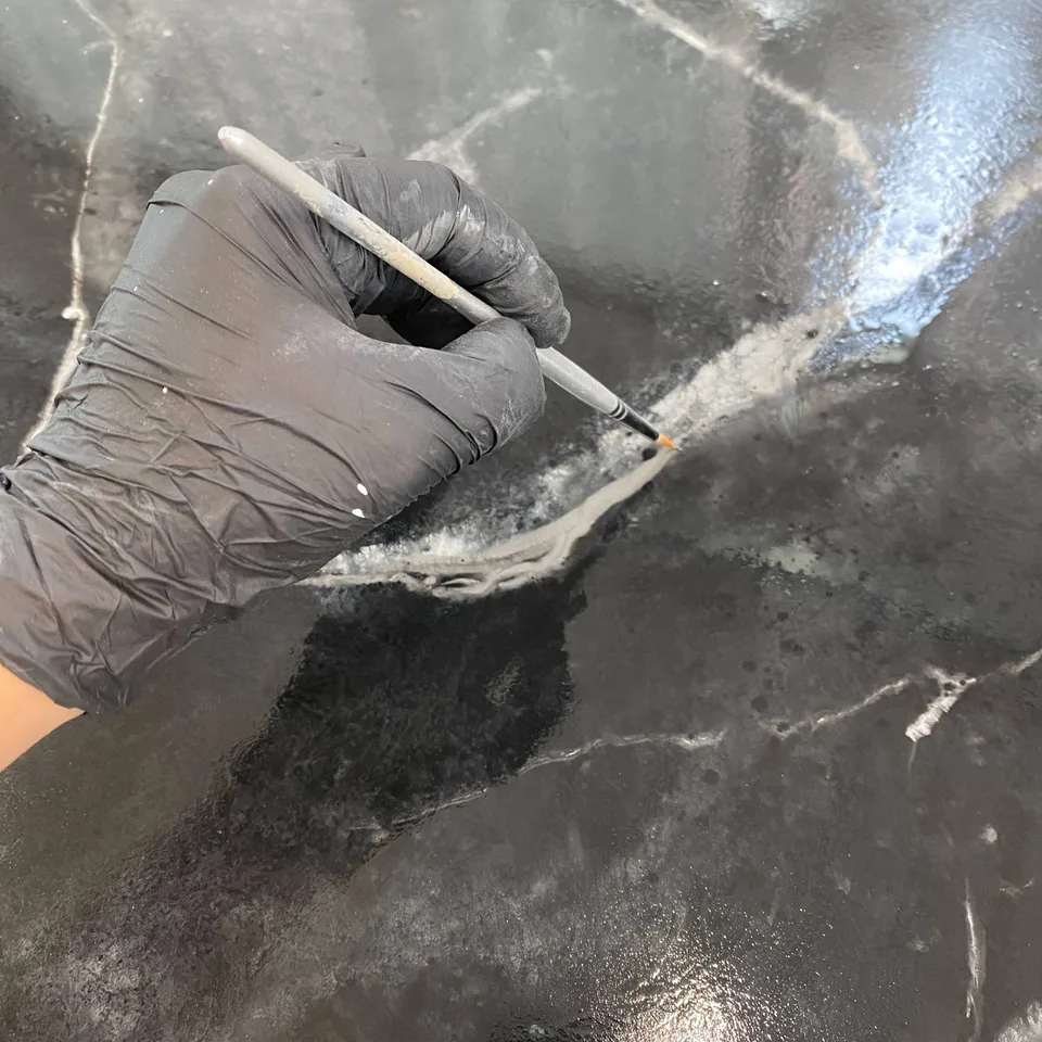 Black marble painting detail