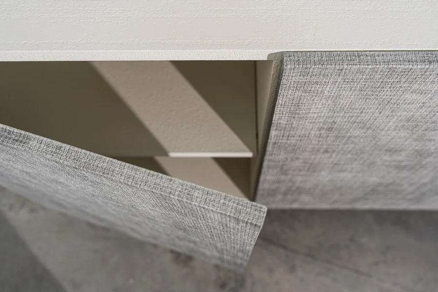 Woodress — Textile finish · open cabinet door